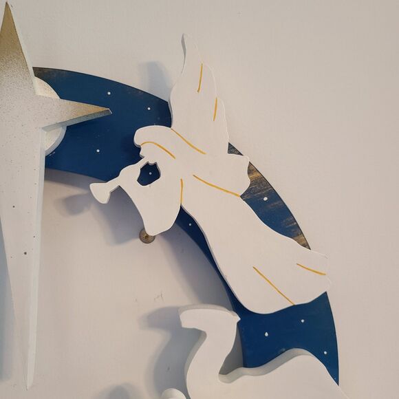 Vintage 3-D Wood Holiday Nativity Wreath Handmade Christmas Scroll Saw Pattern - Picture 3 of 10